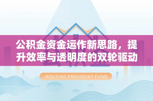 民丰公积金资金运作新思路，提升效率与透明度的双轮驱动